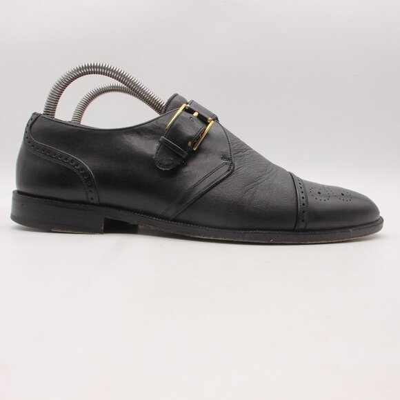 Mezlan Athens Monk Strap Men's Size 7.5 M Black Leather Cap Toe Dress Shoes - Picture 1 of 11